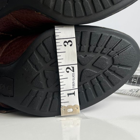 BOC BORN Chocolate Brown Leather Boho Buckle Pull On Mid Calf Block Heel Boots - Picture 14 of 14